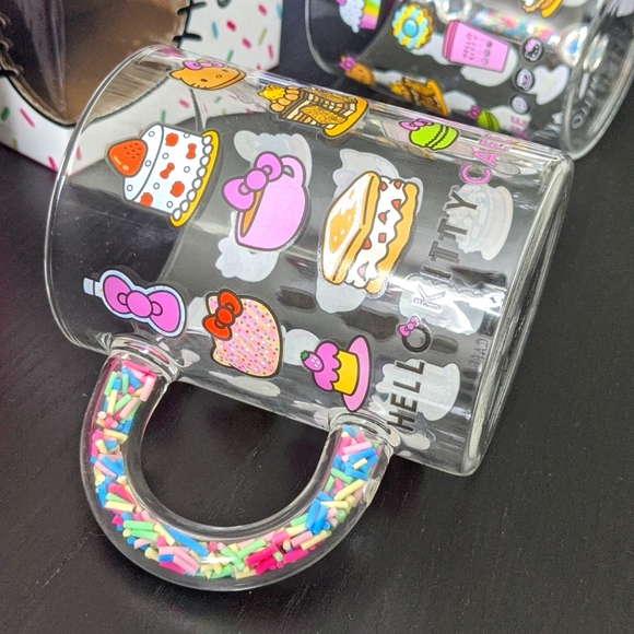 2 Hello Kitty Treats & Sprinkles Glass Mug - Picture 3 of 6